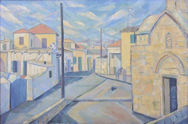 Trikomo - The House of Digenis 1958 - oil on canvas by Lefteris Economou