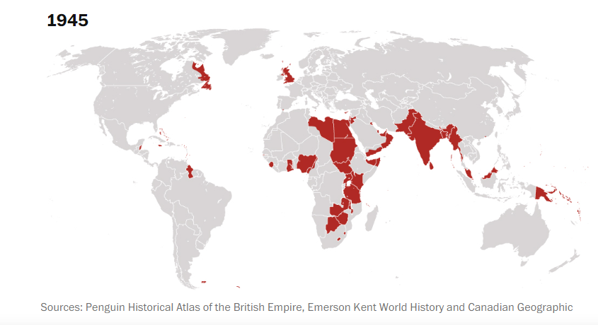 Map of British Empire in 1945